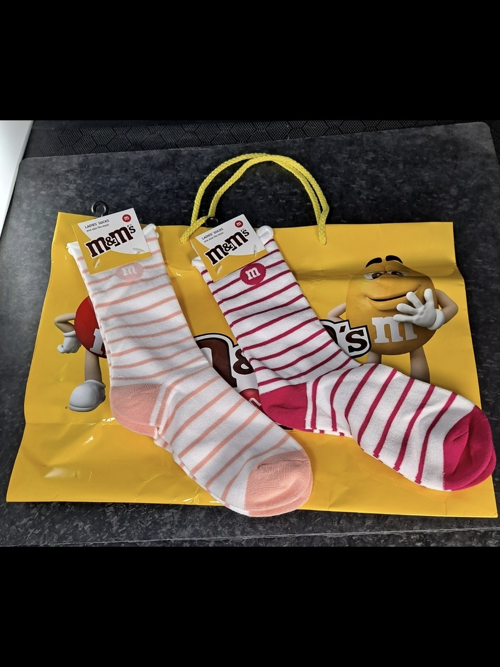 M&M's Striped Crew Socks - Pink & Light Pink - Pack of 2